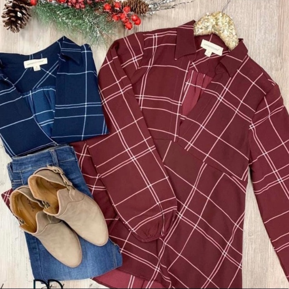 Plaid babydoll top